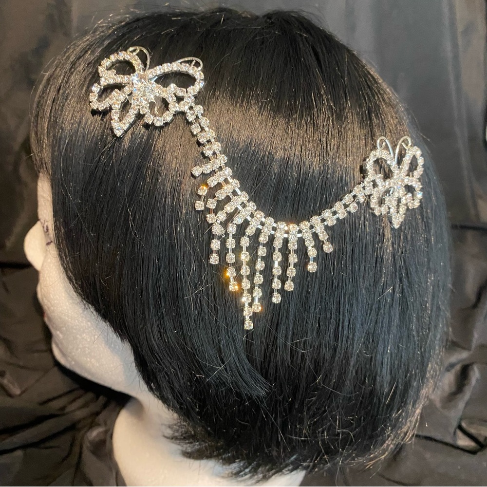 NWT Wedding/ Prom Rhinestone Comb Bridal Chain Headpiece